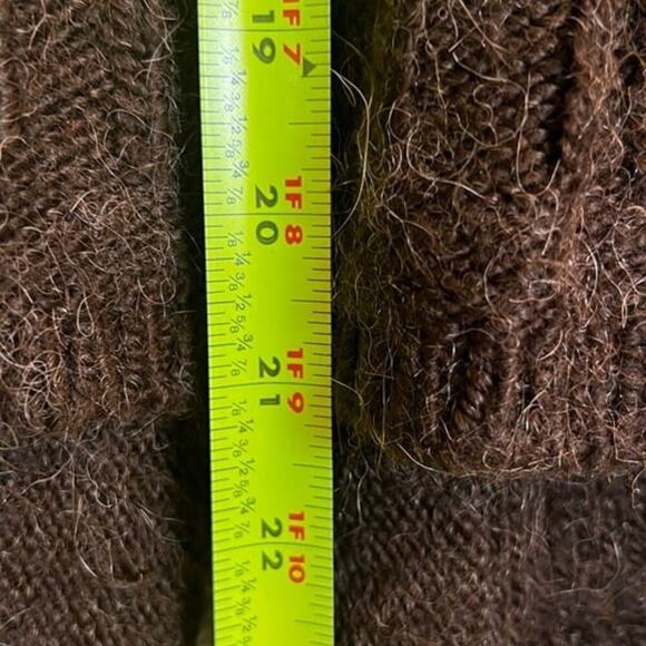 BCBG MAXAZRIA Cardigan Sweater Brown Chunky Knit Bell Sleeves Alpaca Blend Sz L‌ - Picture 5 of 8